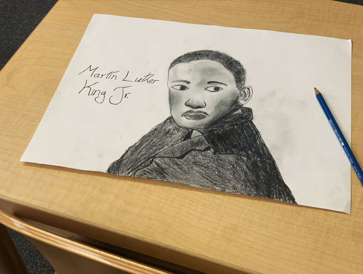 Grade 6 drawing of Martin Luther King