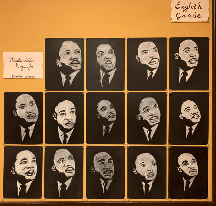 Grade 8 drawings of Martin Luther King