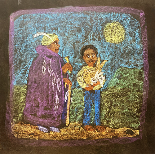 Chalkboard illustration from Manuel Had a Riddle 