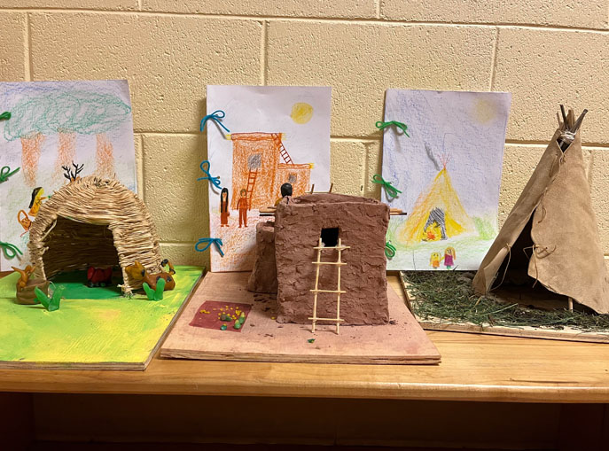 Model shelters built by third grade students